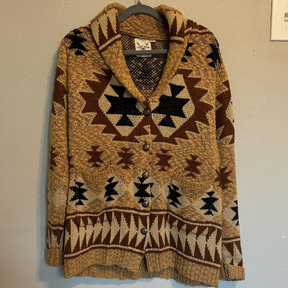 Pendleton Brown and Tan Geometric Cardigan
